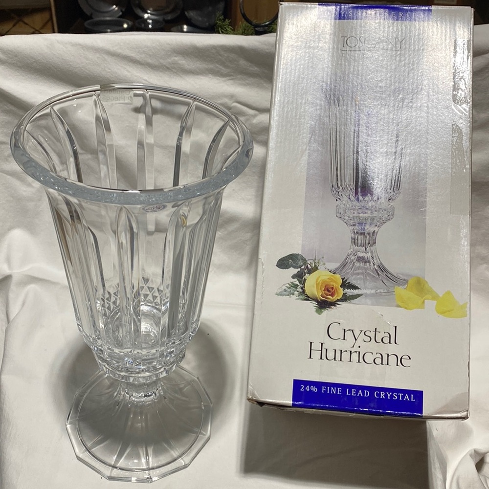 St George Odyssey Series Toscany 12” Crystal Hurricane candle holder New